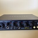 Černý zvukový interface s nápisem TERRATEC na horní straně. Na předním panelu jsou knofíky s popisky MIC INPUT, HEADPHONE, GAIN 1, GAIN 2, PHONO IN a…