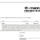 Fotografie zobrazuje části dvou různých faktur od společnosti thomann. V textu jsou uvedeny položky jako „Harley Benton Parts T-Style Knob Black Poti…