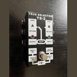 Černý efektový pedál s bílými nápisy TRUE SELECTOR a TS-2. Na horní části jsou označení SEND, RETURN, A, B, OUTPUT a INPUT s logem AMIT v oválu, dopl…