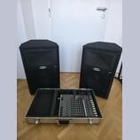 PA Zvukový set Samson: Aktivní bedny 2x 300W + 12-kanál MIX
