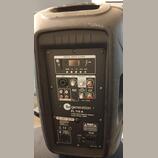Zadní panel černého aktivního reproduktoru značky fungeneration, model PL 110 A. Obsahuje sekci DIGITAL MEDIA PLAYER s USB portem a slotem pro SD kar…