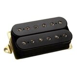 Černý humbucker s dvěma řadami šesti kovových pólů. Snímač je osazen zlatými montážními uchyly. Povrch plastového krytu je hladký a bez viditelných z…