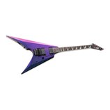 Elektrická kytara s ostře hranatým korpusem v purpurově-modré barvě s přechodem. Na hlavě hmatníku je bílý nápis LTD. Nástroj má dva humbuckery, Trem…