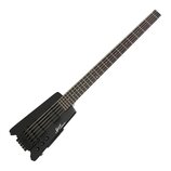 Černá elektrická basa s hranatým tělem a tmavým hmatníkem. Na těle je bílý nápis Spirit by Schecter guitars. Nástroj má čtyři struny, čtyři ovládací…