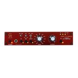 Červený předzesilovač s nápisy PROJECT, PRE-73 MKIII a VINTAGE PRE AMPLIFIER. Zařízení má dva velké ovládací knoflíky s popisky GAIN a OUTPUT, tlačít…