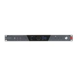 Černý rackový audio rozhraní s nápisem ORION+ v levé části. Horní hrana obsahuje text 128 Channel Transparent® 2 Interface with 64 ok APC. Na předním…