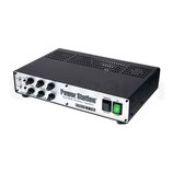 Černý kytarový zesilovač v kovovém šasi s bílým předním panelem a perforovaným vrchem. Na panelu jsou nápisy Power Station, Dual-Mode Reactance Ampli…