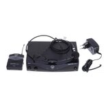 Sada černého bezdrátového mikrofonního systému. Obsahuje přijímač s nápisy SR 45 a PERCEPTION wireless, vysílač PT 45 s nápisem PERCEPTION wireless a…