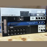 Černý rackový digitální mixážní pult s nápisem Soundcraft Ui 16. Horní panel obsahuje sekci MEDIA s konektory LINE IN, USB a REC, WiFi indikátor a čt…
