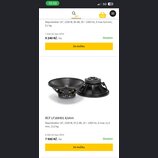 Snímek zachycuje dva černé 18" reproduktory z různých úhlů. Pod nimi je uveden text RCF LF18X401 8/ohm a technické specifikace: Reproduktor 18", 1500…