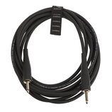 Černý kabel s dvěma konektory typu jack. Na kabelu je opakovaně bílý nápis „Superflex Speaker Cable Low Impedance >>> Per Speaker only <<<“. Kabel je…