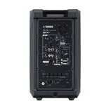 Zadní strana černého aktivního reproduktoru z plastu. V horní části je viditelné logo TURBOSOUND a pod ním označení iBOX 12A. Panel obsahuje různé vs…