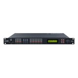 Černý rackový DSP procesor s nápisem XP-4080 DSP Processor. Zařízení obsahuje USB port, RS232 konektor, LED indikátory pro 4 vstupy (INPUTS) a 8 výst…