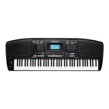 Černý digitální klavír značky KURZWEIL, model KP380X. Nástroj má vestavěné reproduktory po obou stranách a centrální ovládací panel s displejem, na k…