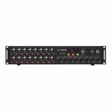 Černý rackový stagebox s nápisem MIDAS a označením DL16. Na levé straně se nachází 16 vstupů XLR s označením IN 1 až IN 16, u kterých svítí červené k…