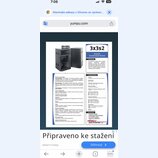 Fotografie znázorňuje produktový list pro koncertní reproduktorový systém. Je zde vidět černý reproduktorový systém s připojeným zesilovačem a textov…