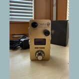 Zlatý efekt pedál s nápisy OMNIAC ACOUSTIC SIMULATOR a HOTONE. Zařízení má dva černé ovládací knoflíky označené MASTER a FUNC, displej a stoupací spí…
