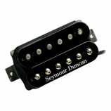 Černý humbucker s dvěma řadami šesti kovových pólů. Na spodní části je bílý nápis Seymour Duncan. Snímač vykazuje mírné známky opotřebení v podobě dr…