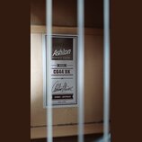 Fotografie zachycuje vnitřní štítek hudebního nástroje. Na štítku je uveden název značky Ashton s doplňkem Designed in Australia a označení MODEL CG4…