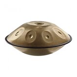 Kovový perkusní nástroj typu handpan v bronzové barvě s několika vyhlubecinami na horní straně. Na povrchu je vyryté logo a nápis Sonic Energy. Nástr…