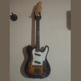 Elektrická kytara s tónem sunburst a bílým pickguardem. Na hlavě hředu je nápis IRIS a na spodní části těla nápis JOLANA. Nástroj je vybaven třemi sn…
