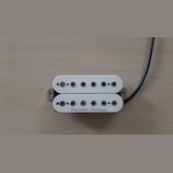 Bílý humbucker s dvěma řadami šesti polových magnetů. Na spodní bobině je černý nápis Seymour Duncan. Nástroj vykazuje mírné znečištění povrchu.