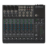 Černý mixážní pult s nápisem 1202VLZ4 a doplňkem 12-CHANNEL MIC/LINE MIXER WITH ONYX PREAMPLIFIERS. Horní část obsahuje vstupní konektory XLR a jack,…