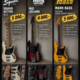 ? Baskytary na prodej – Squier, Iris Jolana, Mark Bass ?