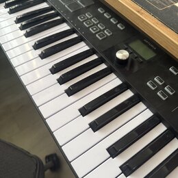 Černý MIDI kontrolér s klávesnicí. Na horním panelu je vidět nápis ARTURIA, sada padů a ovládací tlačítka s popisky Octave, Octave, Chord a Arp. Povr…