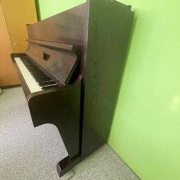Tmavně hnědé digitální piano s dřevěnou texturou povrchu. Nástroj má klasický tvar s klaviaturou a integrovaným stojanem. Na viditelných částech nejs…