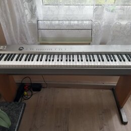 Digitální klavír v šedé barvě s dřevěným stojanem a notovým pulpitem. Na levé straně ovládacího panelu je logo ROLAND a vpravo nápis PS-20. Nástroj m…