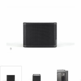 Snímek zobrazuje černý subwoofer s přední kovovou mřížkou. V horní části stránky je uveden text dB Technologies SUB 91. Pod hlavním produktem jsou tř…