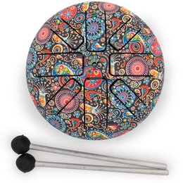 Kolařový buben s barevným, psychedelickým vzorem v červené, modré a žluté barvě. Povrch je voorzieni několika černými protiskluzovými vložkami. K nás…