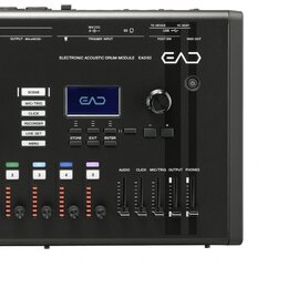 Černý elektronický modul pro akustické bubny s nápisy YAMAHA a EAD50. Zařízení obsahuje displej, několik ovládacích knoflíků, tlačítek a vstupních/vý…