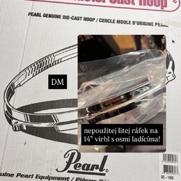 Fotografie zobrazuje kartónové balení s nápisem Pearl MasterCast Hoop a PEARL GENUINE DIE-CAST HOOP / CERCLE MOULÉ D'ORIGINE PEARL. V dolní části je…