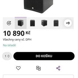 Snímek zobrazuje černý hranatý aktivní subwoofer. Na přední straně je mřížka a v dolní části malé bílé logo s nápisem the box. V horní části stránky…