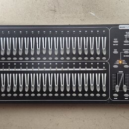 Černý elektronický přístroj s nápisem euro SCENE SETTER 24-48. Zařízení obsahuje dvě řady posuvníků označené jako PRESET A a PRESET B, nad kterými js…