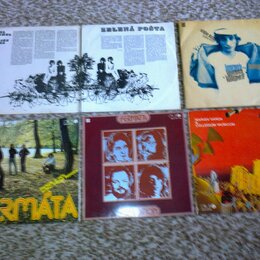 Šest vinylových desek v obalech rozložených na koberci. Jsou zde nápisy PAVOL HAMMEL & MARIÁN VARGA, ZELENÁ POŠTA, FERMATA a MARIAN VARGA & COLLEGIUM…
