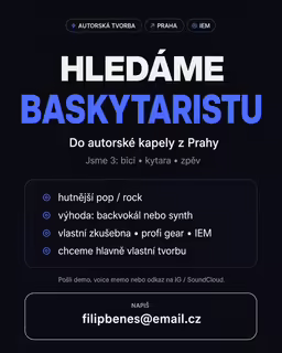 Hled&aacute;me baskytaristu