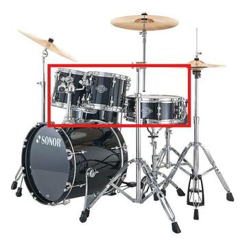 SONOR Xtend 14 snare + 12,13tom - BLACK + hardware