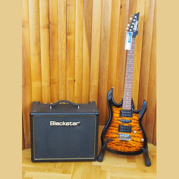 Kytarový set Ibanez GRX 70 QA - SB + kombo Blackstar HT-5