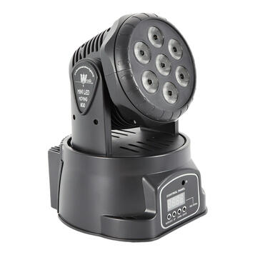 POHYBLIVÁ LED HLAVA 7X 10W RGBW DMX STROBO + DÁLKOVÉ OVLÁDÁN