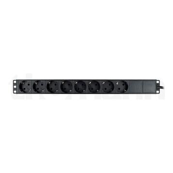 Zásuvková lišta 8x230V s vypínačem do 19" racku