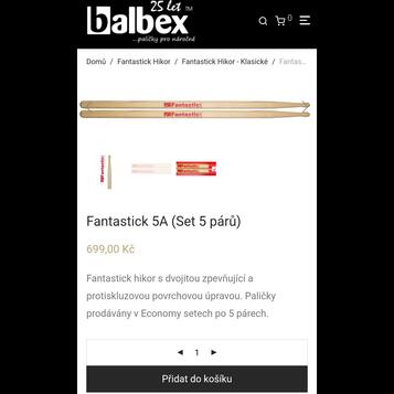 Paličky Fantastic Hickor 5A (balení po 5 párech)