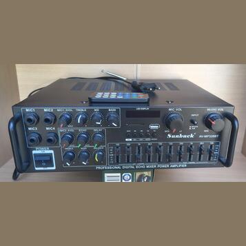 Zesilovač 2x150W, EQ, BT, Karaoke, FM Radio