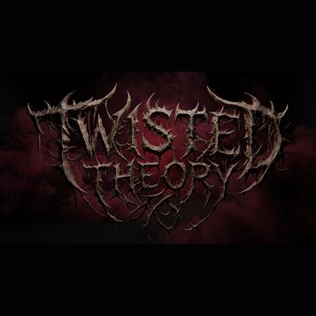 Fotografie zobrazuje grafický nápis TWISTED THEORY v agresivním, trnovém stylu. Písmo má hnědošedou barvu s texturou připomínající kov nebo kámen a j…