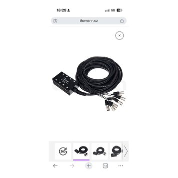 Černý rozdělovač kabelů s nápisem the sssnake, MPC 8-SNAKE a číslem 489952. Box má osm vstupních konektorů na přední straně a jeden výstupní kabel ve…