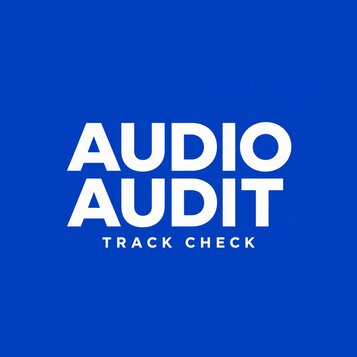 Modrý obrázek s bílým textem. Uprostřed je velkým písmem napsáno AUDIO AUDIT a pod tím menším písmem TRACK CHECK.