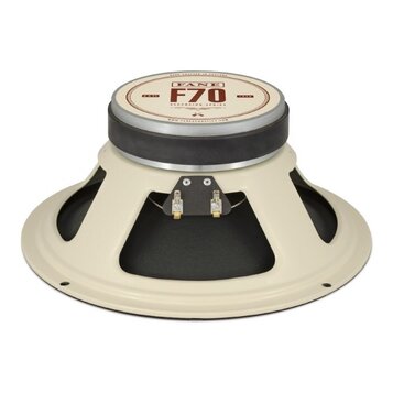 Reproduktor s krémovým rámem a černou membránou. Na horním krytu je nápis FANE F70 ASCENSION SERIES, dále text ESTD 1932 a WWW.FANEAcoustics.com. V h…