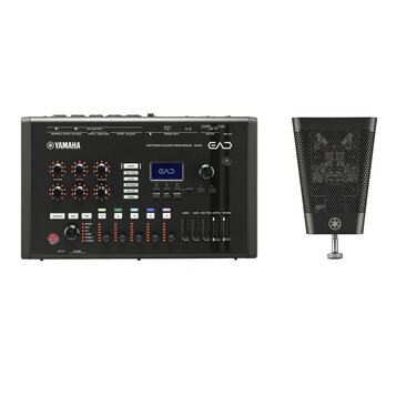 Černý elektronický modul pro akustické bubny s nápisy YAMAHA a EAD50. Zařízení obsahuje displej, několik ovládacích knoflíků, tlačítek a vstupních/vý…